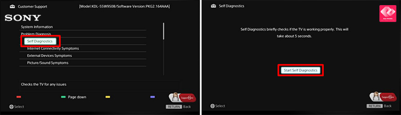 Chuẩn đoán mã lỗi tivi Sony bằng công cụ Self Diagnostics